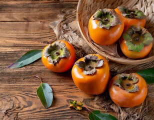 Kaki auf Holzhintergrund