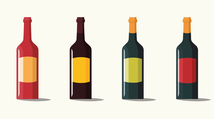 Wine bottle icon flat vector isolated on white back