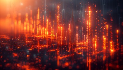 bar chart made of light and glass