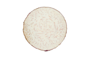 White fresh taro. Half of taro isolated on transparent background