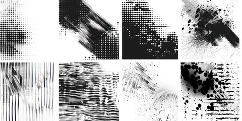 Obraz premium Grunge halftone drawing textures set.