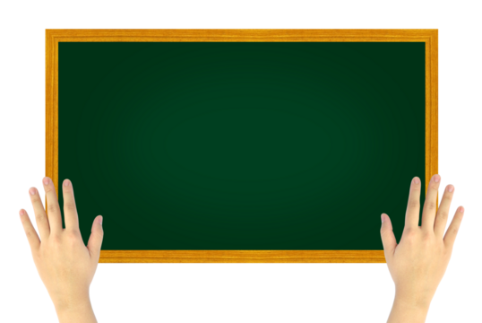 hand holding green blackboard isolated Premium PSD