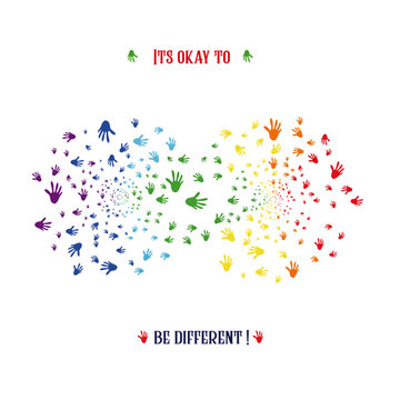 Creative Colorful Scattered Infinity Shape Logo Design With Logo Elements Of Hand
