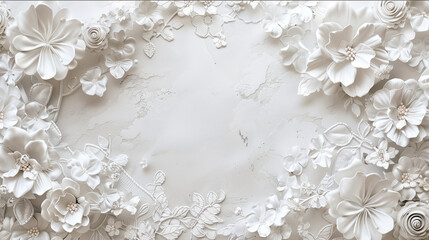 Elegance in Bloom: A Serene Composition of Real and Artificial White Flowers Against a Rich Textured Backdrop