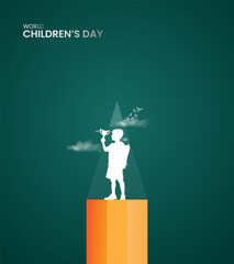 Obraz premium World Children's Day. Children's Day creative design for banner poster, child, pencil 3D Illustration.