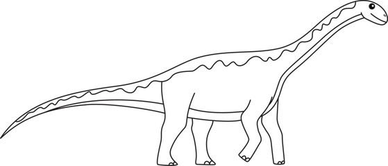 Jobaria Dinosaur coloring page. Cute flat dinosaur isolated on white background