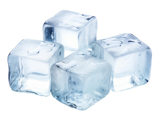 Obraz premium Set of ice cubes and broken pieces of ice isolated on a white background, Generative AI