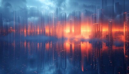 bar chart made of light and glass