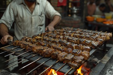 lamb being grilled on coal professional advertising food photography