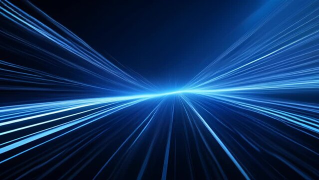  Blurred motion of light streaks in a dark blue tunnel