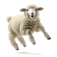 Obraz premium Happy sheep jumping in a rural setting, expressing joy and freedom. Suitable for farm-related content or celebrations.