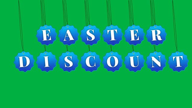 Easter holiday discount animation on green screen in price tag style.