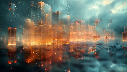 bar chart made of light and glass