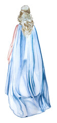 Beautiful  woman in a gown illustration. Watercolor princess painting.