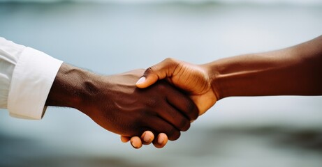  Intimate close-up of two hands clasping in unity, symbolizing support and human connection. - obrazy, fototapety, plakaty