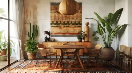Bohemian Dining Room A Whimsical Space Filled with Vibrant Art and Relaxed Decor