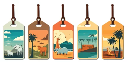 Gordijnen cartoon luggage tag © inshal