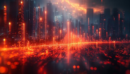 bar chart made of light and glass