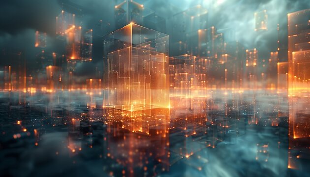 bar chart made of light and glass