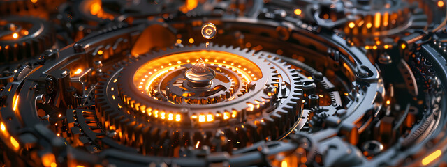 Mechanical Radiance: Gears in Glow