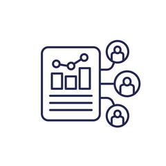 user metrics icon, collecting data line vector