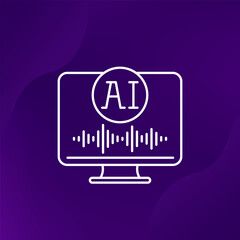 AI voice generator vector line icon