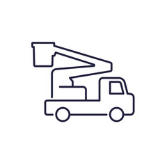 bucket truck icon, boom lift line vector