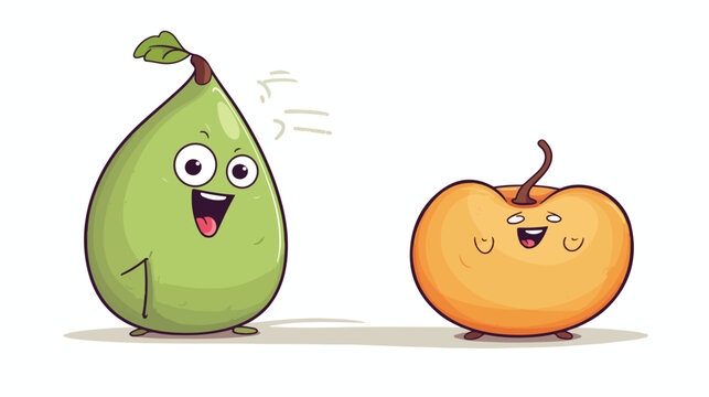 cartoon rotting old pear with worm with speech bubble