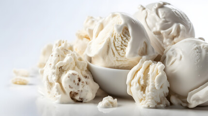 soft and delicious creamy ice cream on white background - obrazy, fototapety, plakaty