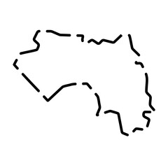 Guinea country simplified map. Black broken outline contour on white background. Simple vector icon - obrazy, fototapety, plakaty
