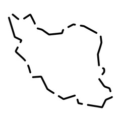 Iran country simplified map. Black broken outline contour on white background. Simple vector icon - obrazy, fototapety, plakaty