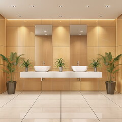 Fototapeta premium frontal view of a modern restroom with empty walls