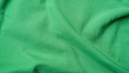 Green cotton fabric texture background, Wrinkle surface textile, wallpaper, banner design or natural luxury backdrop
