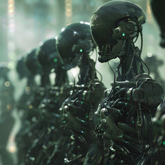 Fototapeta premium Humanoid Binary Machine Learning Concept generative ai