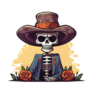 Cartoon mexican death. Vector illustration