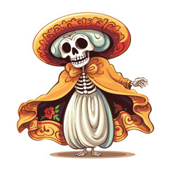 Cartoon mexican death. Vector illustration
