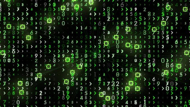 Technological green background with numbers and aim