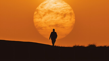 silhouette of a man on a sunset