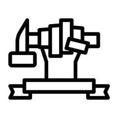 hand holding a hammer line icon