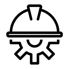 safety helmet and gear line icon