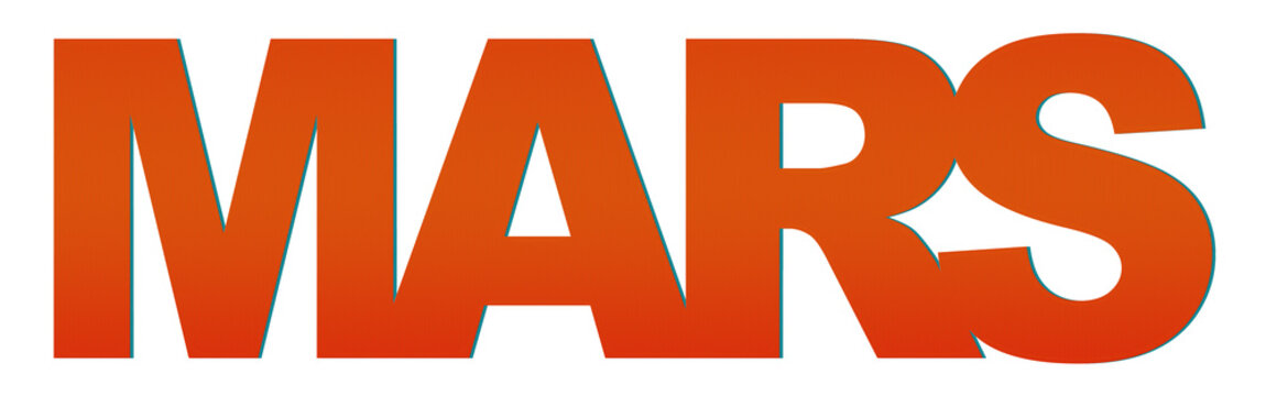 Mars logo word, creative concept text design, red planet, illustration
