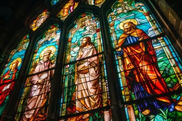 Heavenly Return: Jesus' Story Illustrated Through Vibrant Stained Glass Windows