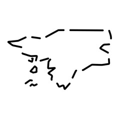 Guinea-Bissau country simplified map. Black broken outline contour on white background. Simple vector icon