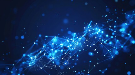 Obraz premium Abstract plexus blue geometry background. Digital technology network connection concept. 3D rendered illustration