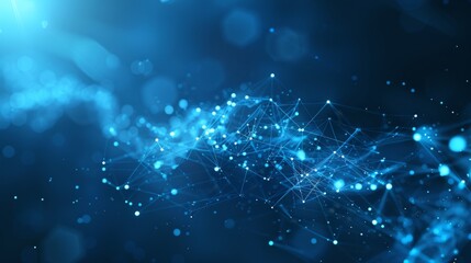 Abstract plexus blue geometry background. Digital technology network connection concept. 3D rendered illustration