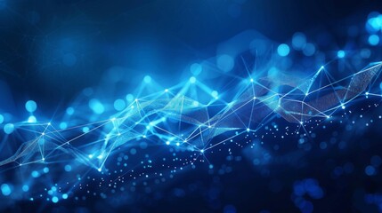 Abstract plexus blue geometry background. Digital technology network connection concept. 3D rendered illustration