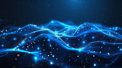 Abstract plexus blue geometry background. Digital technology network connection concept. 3D rendered illustration