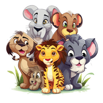 Cartoon safari animals. Vector illustration 