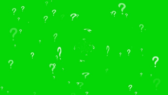 Question mark medium appear slow explosive dimension flo motion and faded on the green screen