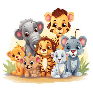 Cartoon safari animals. Vector illustration 